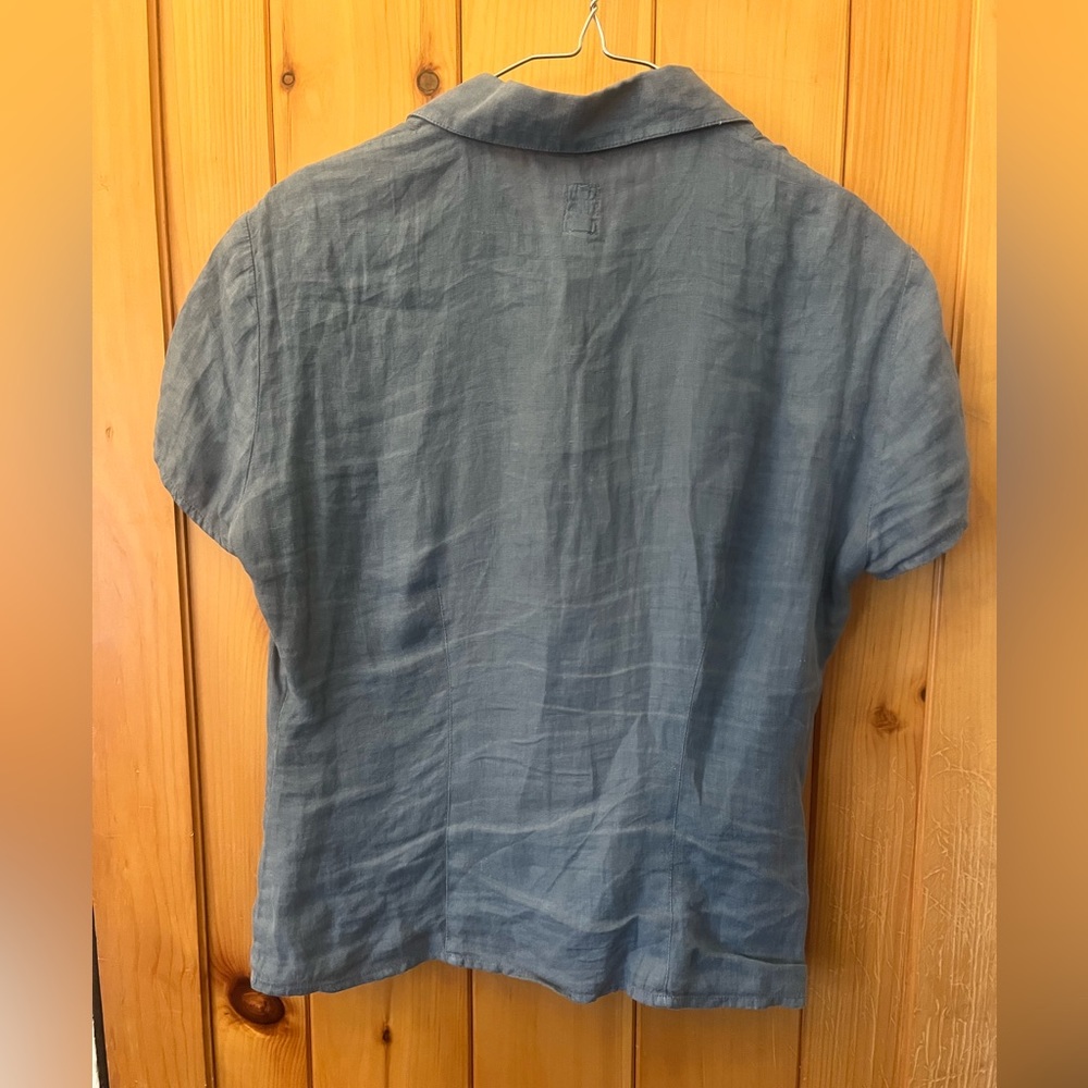 120% lino blue button up shirt l size 42 - Picture 3 of 3